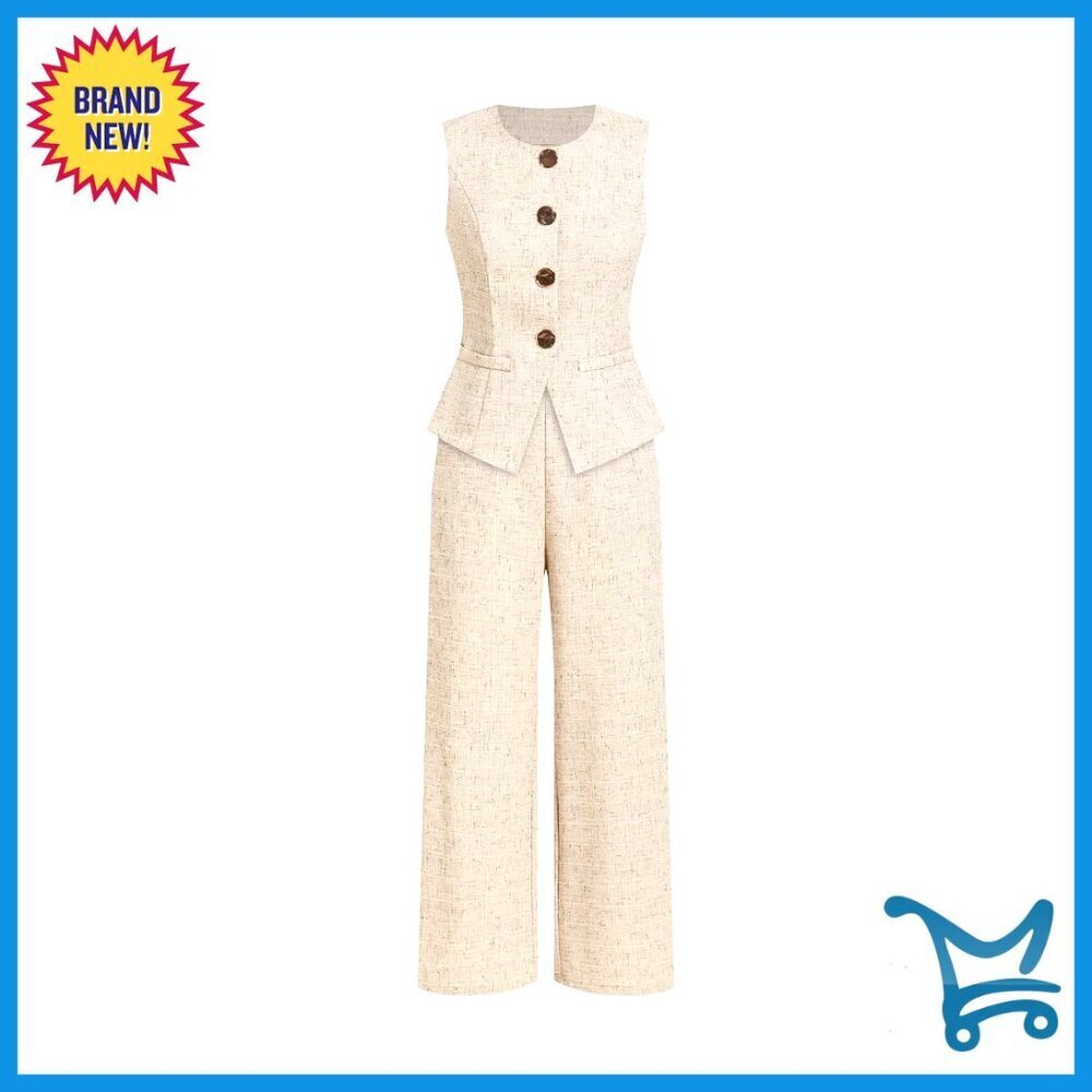 Women's 2-Piece Business Casual Blazer Vest and Pants Set